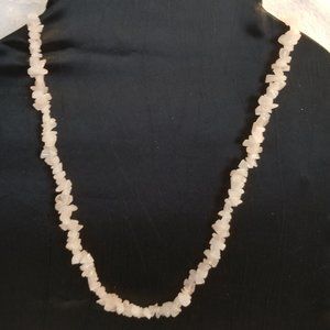Rose Crystal Quartz  Chip Bead Necklace